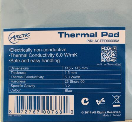 ARCTIC AC Thermal pad 6.0 W/mK 0.5mm 1.0mm 1.5mm High Efficient thermal conductivity Original authentic Arctic Thermal pad