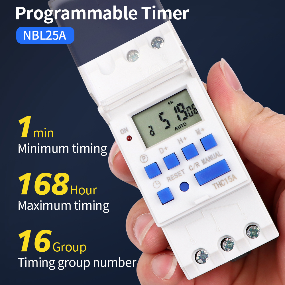 Digital LCD Display Timer Switch 168 Hours Electronic Time Control 220V Din Rail Weekly Days Hour Programmable Intelligent Relay: Silver