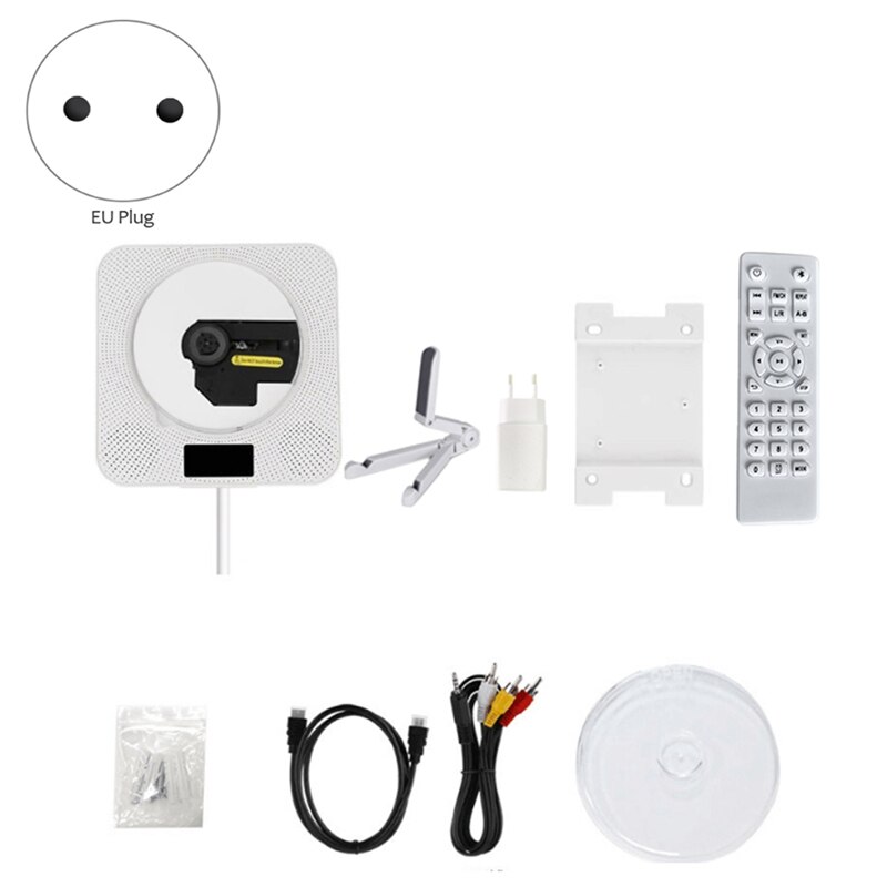 CD DVD Player Bluetooth Speaker Wall Mounted FM Radio with LED Display and Remote Built-in HiFi Speaker