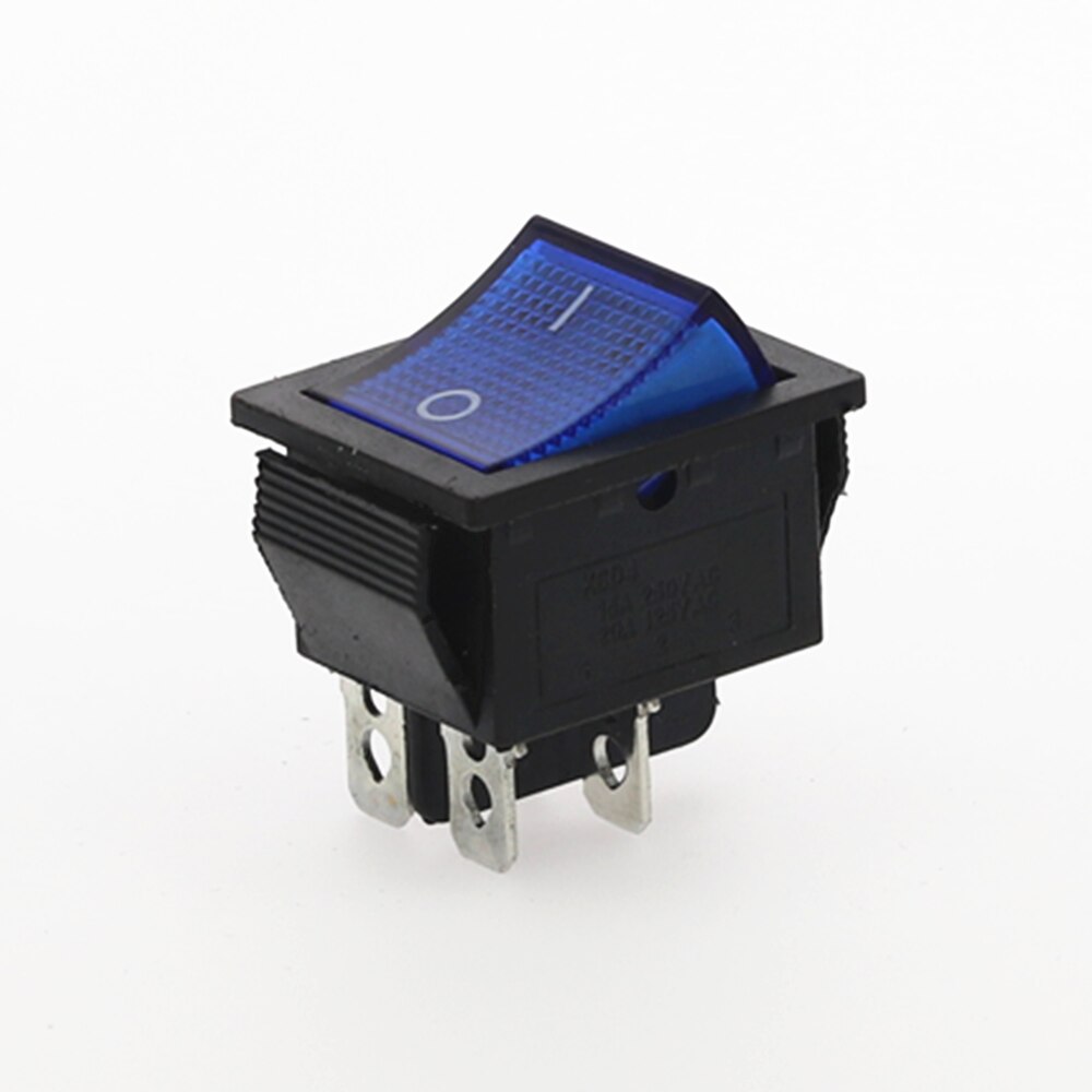 5Pcs KCD4 Rocker Switch Power Switch Self-Lock 2 Position 4 Pins With Light 15A 250VAC/20A 125VAC 32*25mm: Blue