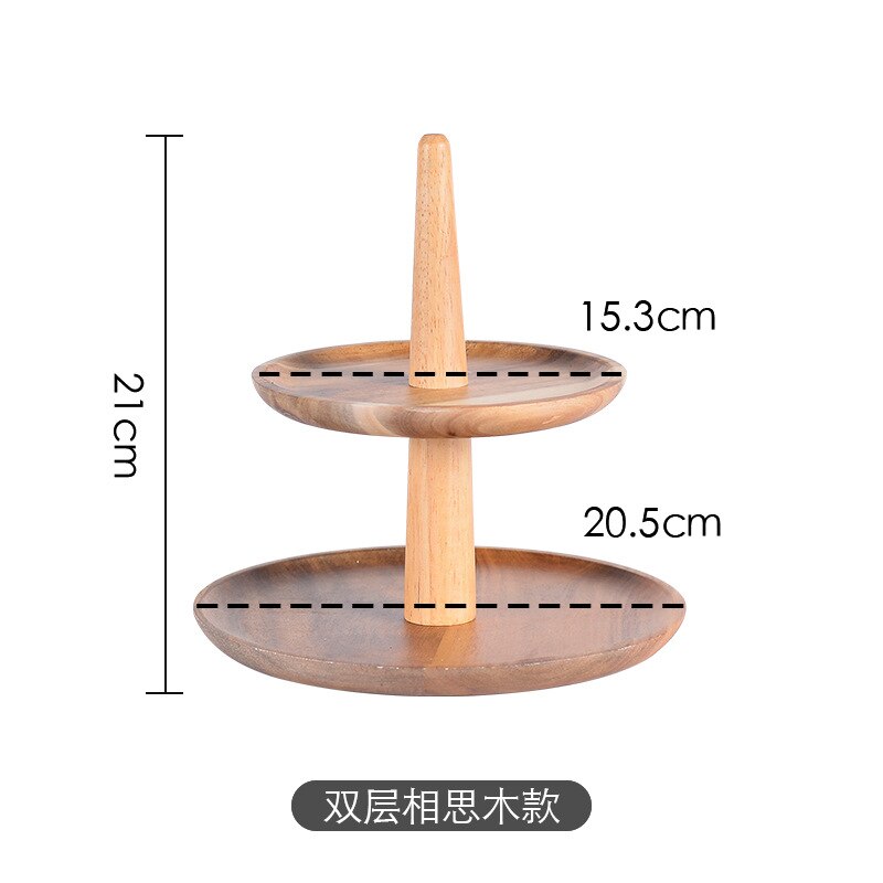 European-style Three-storey Plate Hotel Buffet Multi-layer Fruit Snack Snack Plate Solid Wood Fruit Shelf: Double Acacia Wood
