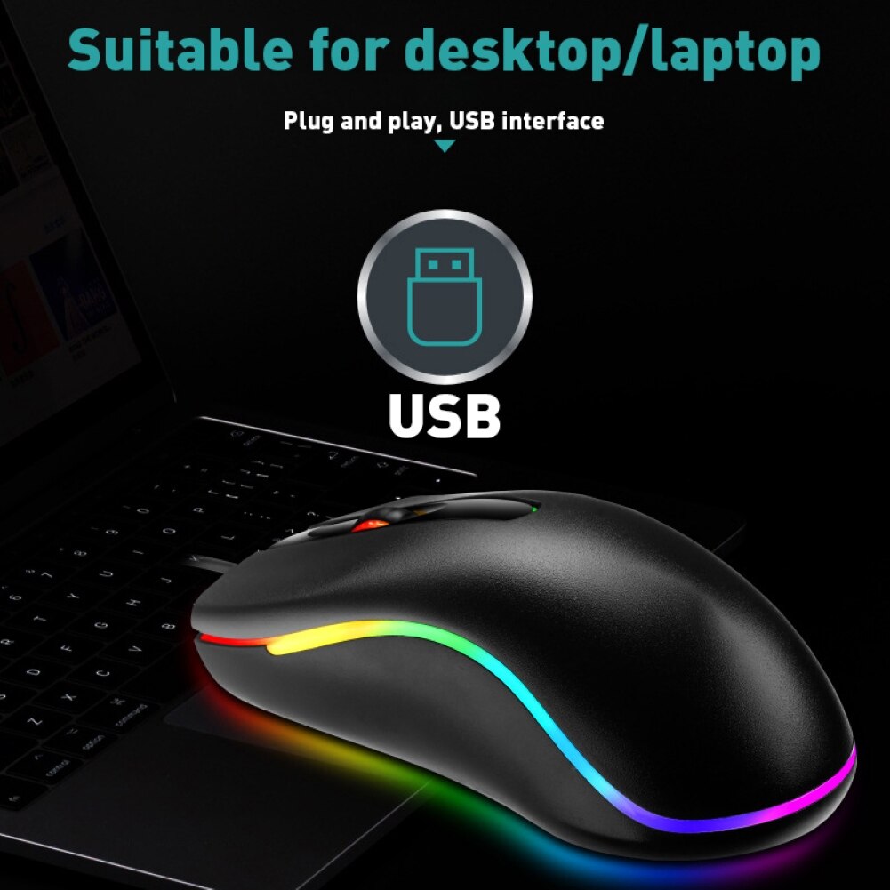 D290 Colorful LED Backlight Wired 104 Keys Mechanical Keyboard Mouse Set for PC