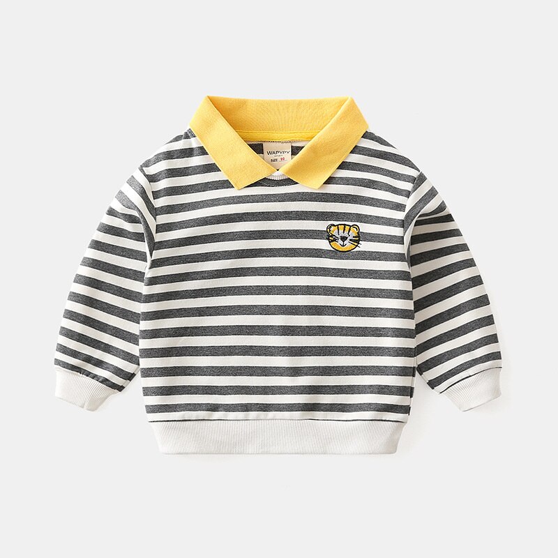 Moletom masculino com gola de gola para garotos lama, pulôver casual de algodão com gola, roupa para crianças primavera e outono: Gary White / 2T