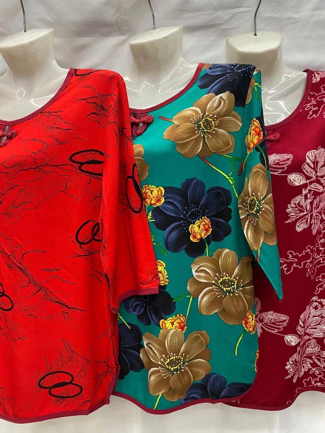 Katoen En Linnen Zomer Vrouwen Night T-shirt Moeder Drie-Kwart Mouwen Pyjama Tops Plus Size Losse gedrukt Roomewear