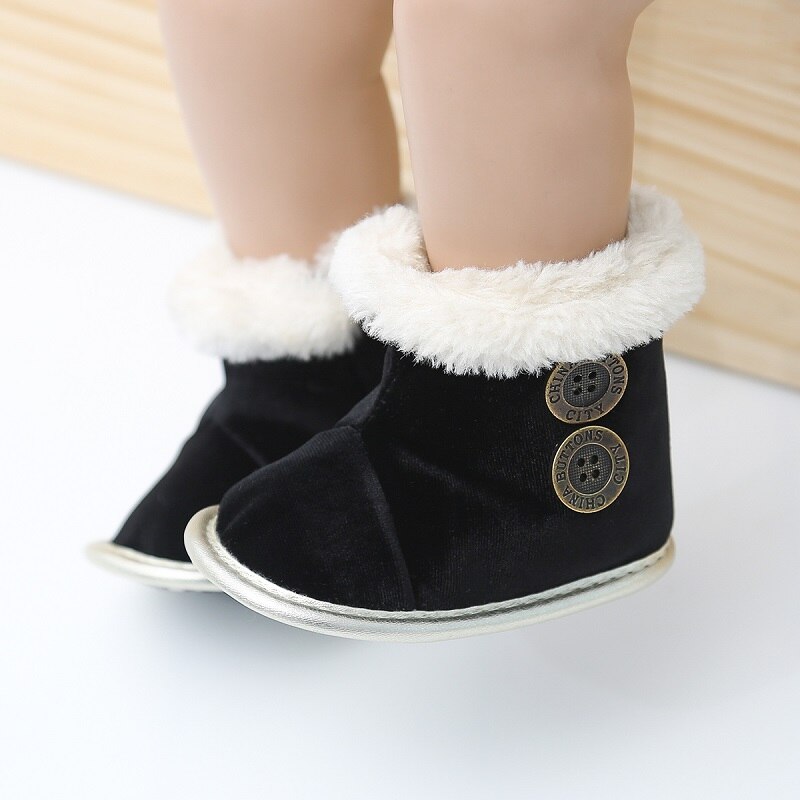 Newborn Infant Baby Boys Girls Snow Boots Winter Warm Fur Mid-Calf Length Slip-On Furry Boots 0-18M Born Bottom Shoes