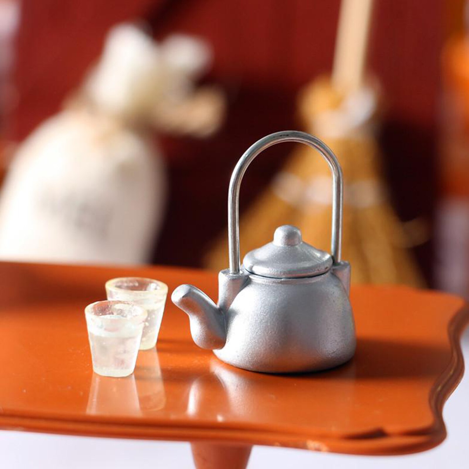 1:12 Schaal Keuken Poppenhuis Ketel W/Cups Poppenhuis Decoratie Voor Jongens