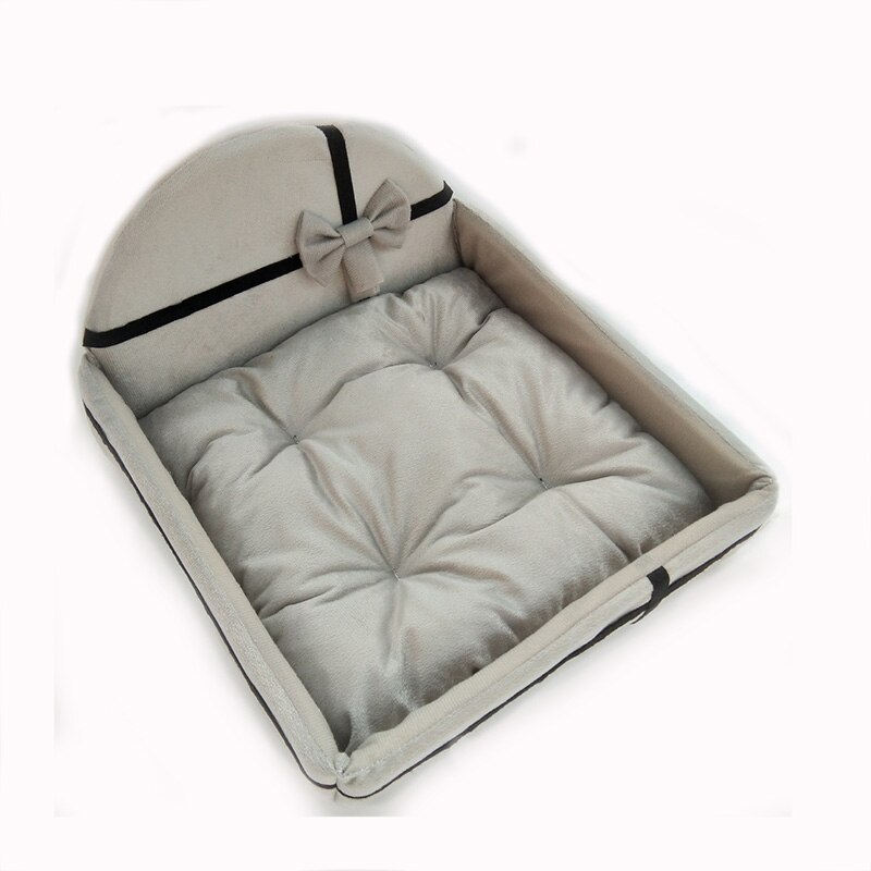 4 størrelser varm fleece hundeseng søt plysjpute til små middels butikk hunder kattetyper vinter hund kennel valpematte kjæledyrseng: Grå / L -45 x 45 x 6cm