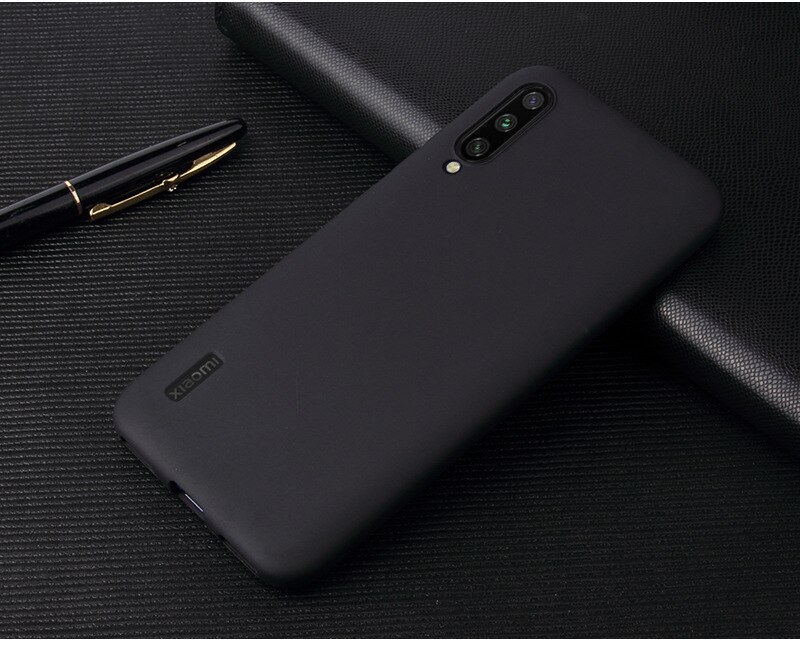 Voor Xiaomi Mi9lite Candy Kleur Case Xiaomi Mi 9 Lite Back Cover Voor Xiaomi Mi9 Lite Matte Soild Kleur Zachte silicon Tpu Gevallen: Black