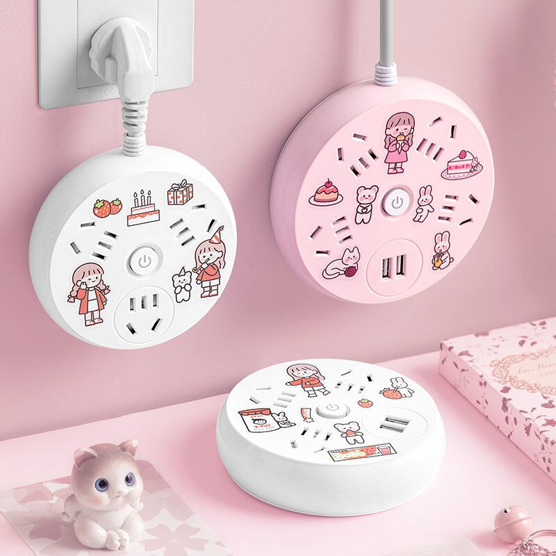 Multifunctional Socket USB Plug Board with Long Line with Safety Door One Turn Multi Converter Plug Board Light Switch Plate