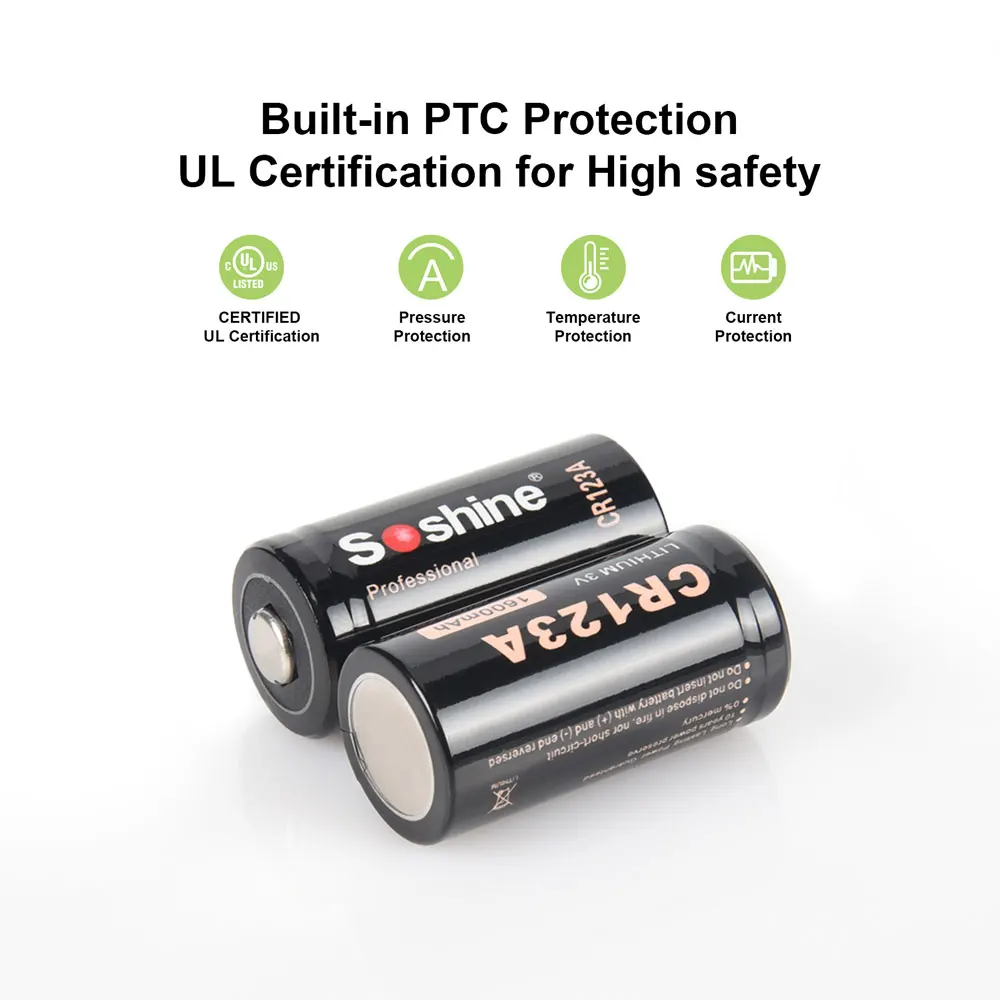 Soshine 3 V CR123A bateria 1600mAh 3 V baterie litowe jednorazowy akumulator do aparatu cyfrowego bezprzewodowy kalkulator myszy
