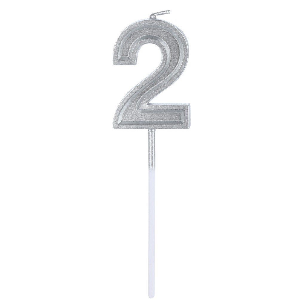 1PC Silver Number 0-9 Birthday Numeral Candles Light Home Wedding Birthday Party Decoration Led Candles birthday candle L300110: B