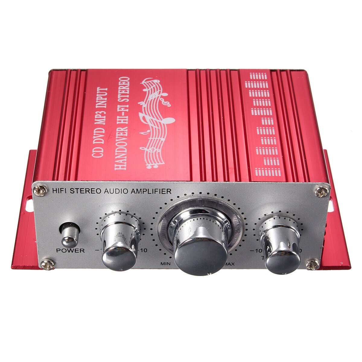 Mini Car Amplifier Motorcycle Home Boat Auto Stereo Audio Amplifier 2 Channel Digital Hi-Fi Amp Support CD DVD MP3 Input: Red