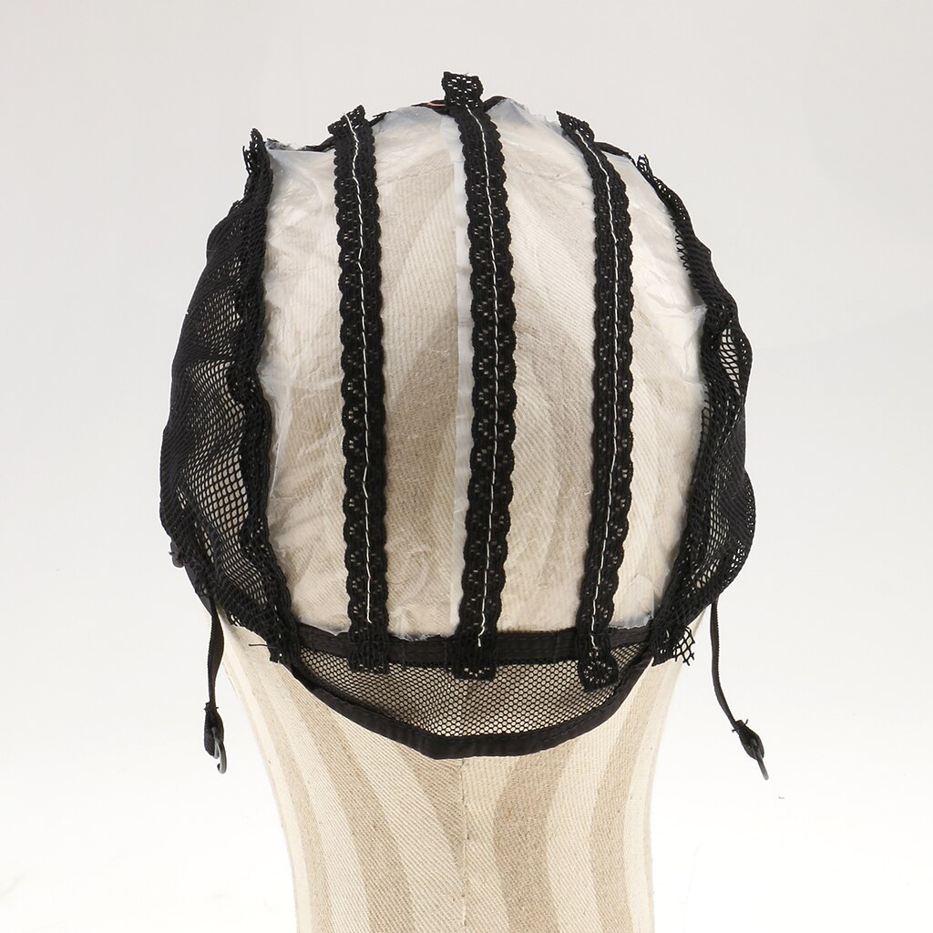Elastic Wig Cap Mesh Net with Adjustable Stretch Lace Straps Hairnet for Making Wigs Dome Cap Mesh Lace Cap for Wig