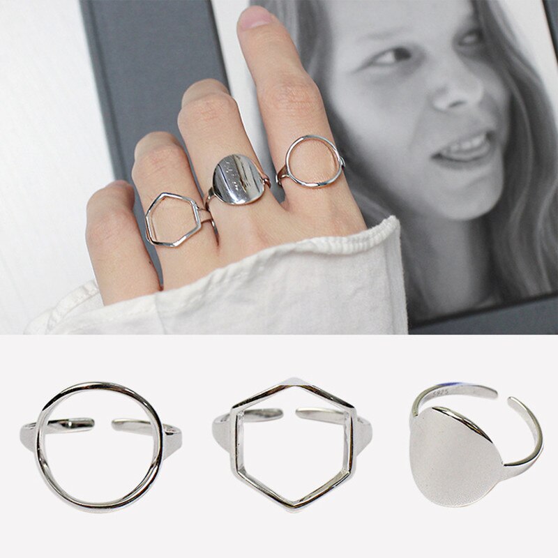 Zomer Strand Open Cirkel Hexagon Ringen Voor Vrouwen Meisjes Verstelbare Finger Ring Charm Sieraden