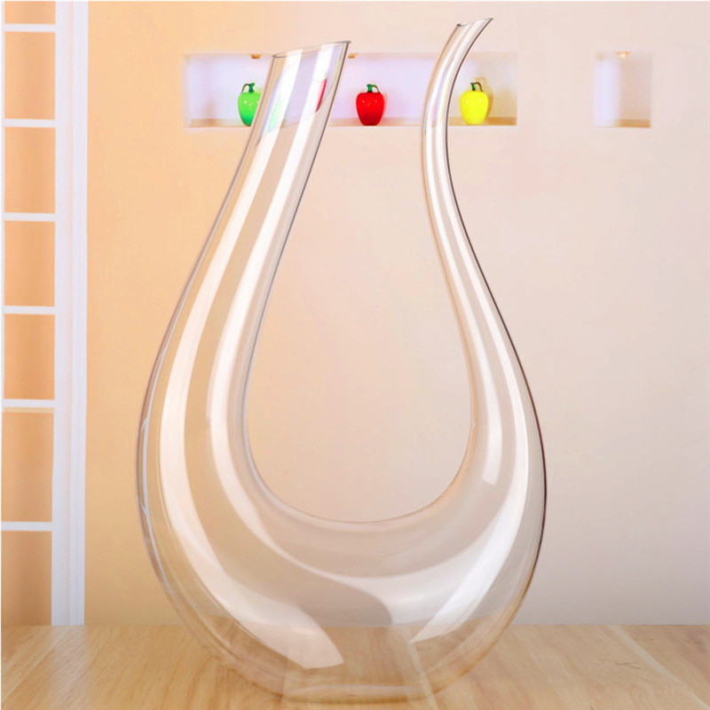 Decantador de vino en forma de U de cristal, caja de de 1500ML, aireador decantador de cisne de arpa de whisky, jarra separadora de botellas de vino,