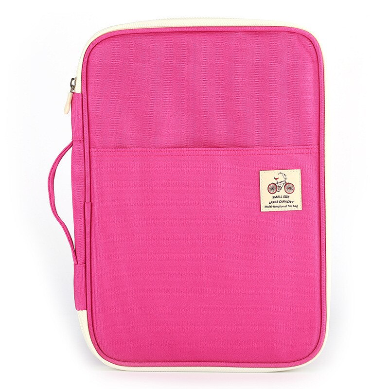 Single-layer Box Type Document Storage Handbag Men And Women Waterproof Travel Briefcase Business Notebook Bag: rose red