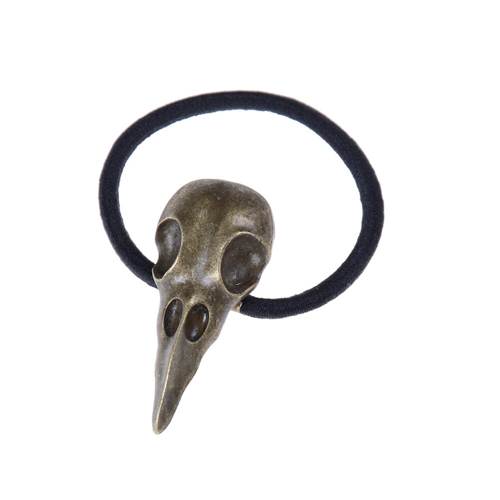 Halloween retro punk gotisk metal kranium hår slips fugle krage kranie elastiske hårbånd tilbehør hår reb