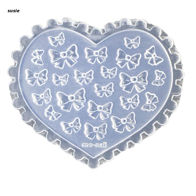 X7YA 3D Bow Tie Decorative Mold Nail Art Making Tool Silicone Carving Template Mould: MD59