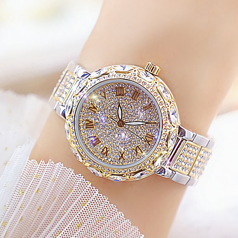 Women Bracelet Watches Stainless Steel Rhinestone Crystal Ladies Quartz Watch Women Dress Clock Dropshiping montre femme