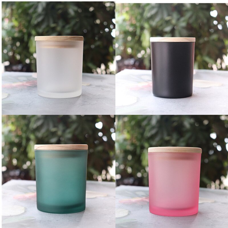 Matte Frosted Glass Jar Handmade DIY Aromatherapy Sented Candle Empty Glass Container Candle Jar Essential Oil Bottle with Lid