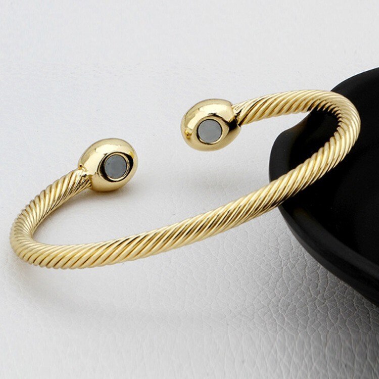 Vintage pure copper Magnetic bracelet bangle Solid Copper bracelet Healing Healthy Energy Power bracelet Twisted Chain for women: gold