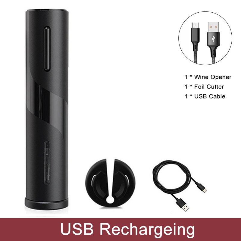 Ouvre-Bouteille de Vin Électrique avec Câble de Chargement USB, Tire-Bouchon Automatique, Rechargeable, pour Usage Domestique: Black