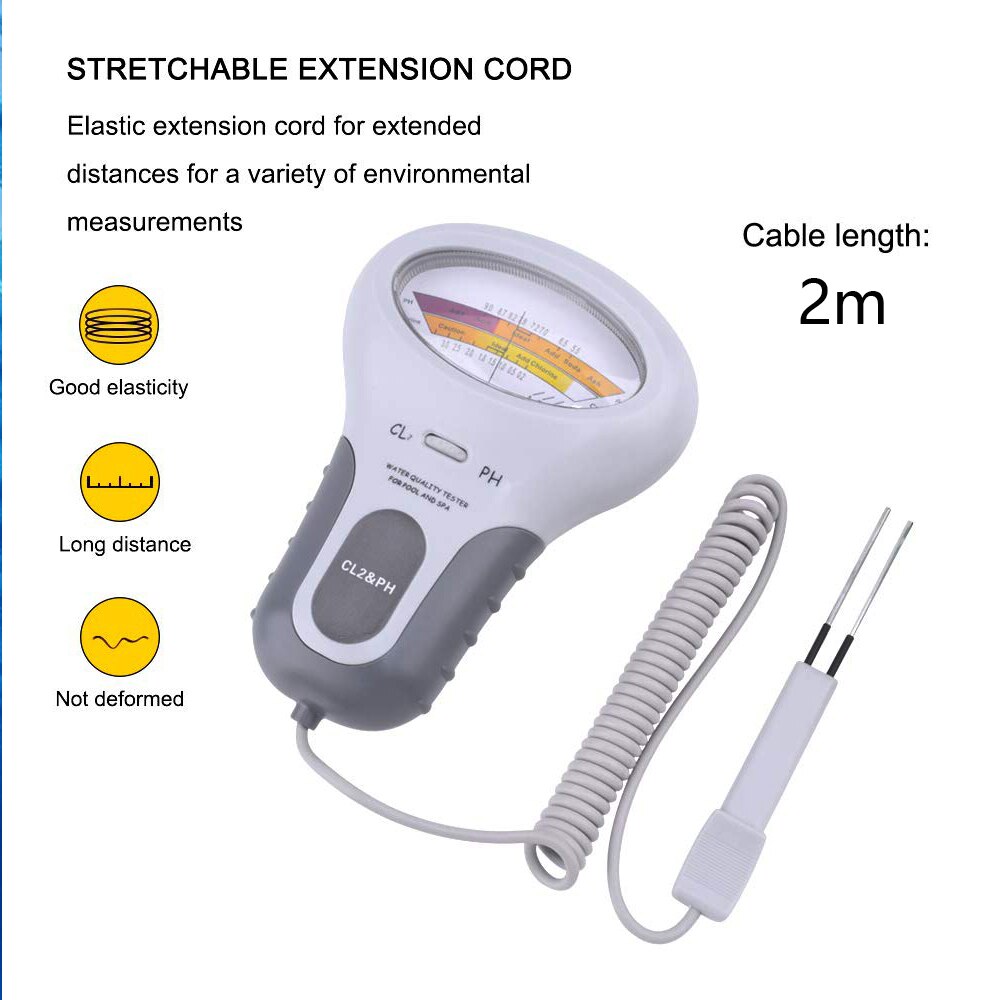 2 in 1 Chlorine And PH Meter Swimming Pool Tester CL2 Level Meter Test Spa Water Meter Monitoring Detector Analyzer