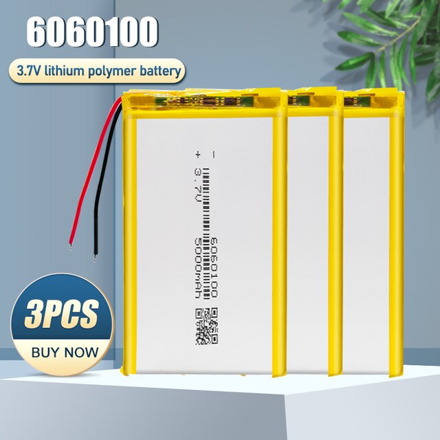 6060100 3.7V 5000mAh batteria ricaricabile ai polimeri di litio batteria agli ioni di litio per GPS PSP DVD pad potenza Banca tavoletta PC prodotto digitale: 3pezzi