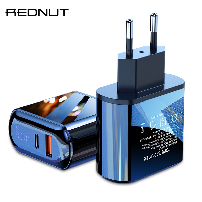 REDNUT Quick Charger 3.0 USB Charger EU Muur Mobiele Telefoon Oplader Adapter voor iPhone 7 8 QC3.0 Snel Opladen voor samsung Xiaomi