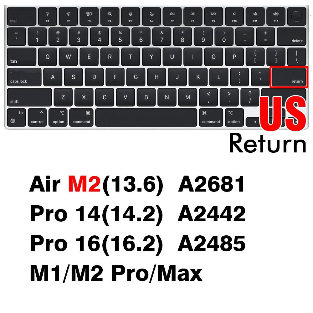 Pokrowiec na klawiaturę Macbook Air 13 M2 Pro 13 M1 Pro 14 16 Max silikonowe etui ochronne A2337 A2338 A2442 A2779 A2681 A2485: Jasne