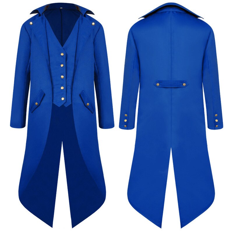 Mittelalterlichen retro verrotten Rauchen Frack Herren Jacke Mäntel Schwalbenschwanz Staub Cosplay Dampf Punk Kostüm Palast Kleid Europa Uniform: Blau / L