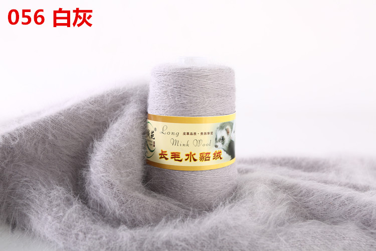 Laine de vison authentique, tricoté à la main, en laine de vison mi-épaisse, Lingxianyuan