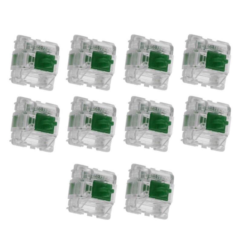 10Pcs/pack Gateron SMD Blue Switches Mechanical Keyboard 3pins Gateron MX Switches Transparent Case fit GK61 GK64 GH60: green