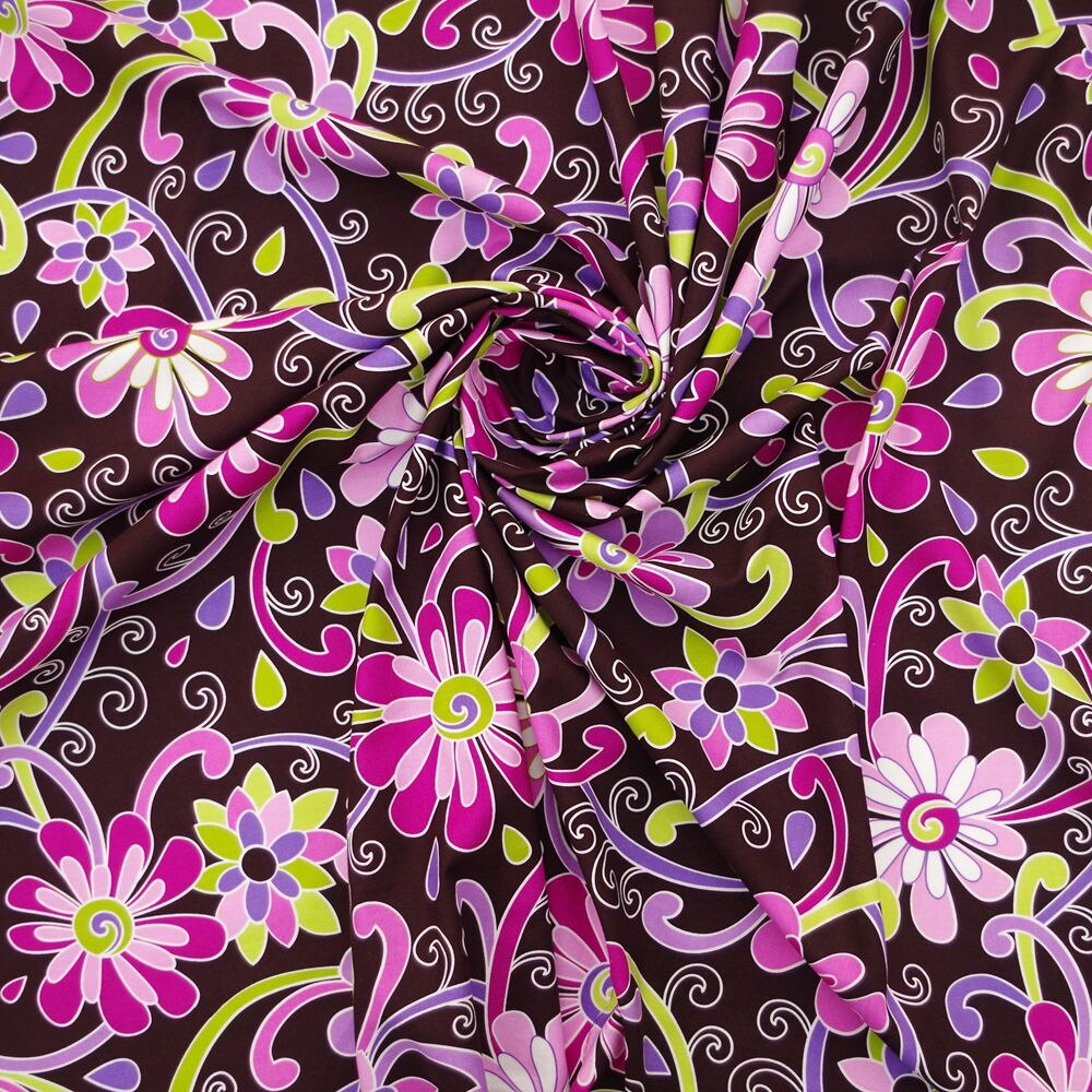140cmx100cm Cotton Fabric - Big flower on black background(018)