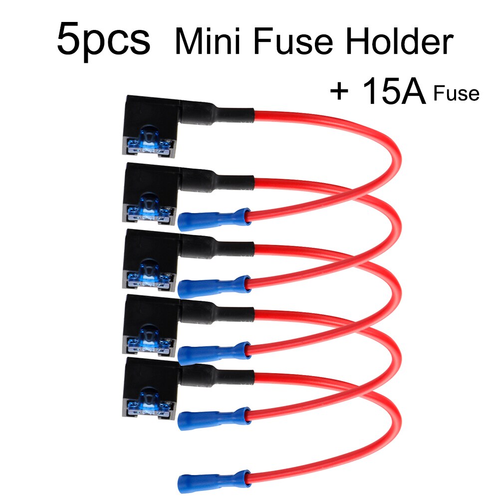 5 stk. legg til en krets sikringsventil bil mini mikroblad sikringsholder 12v lavprofil holder adapter sett biltilbehør