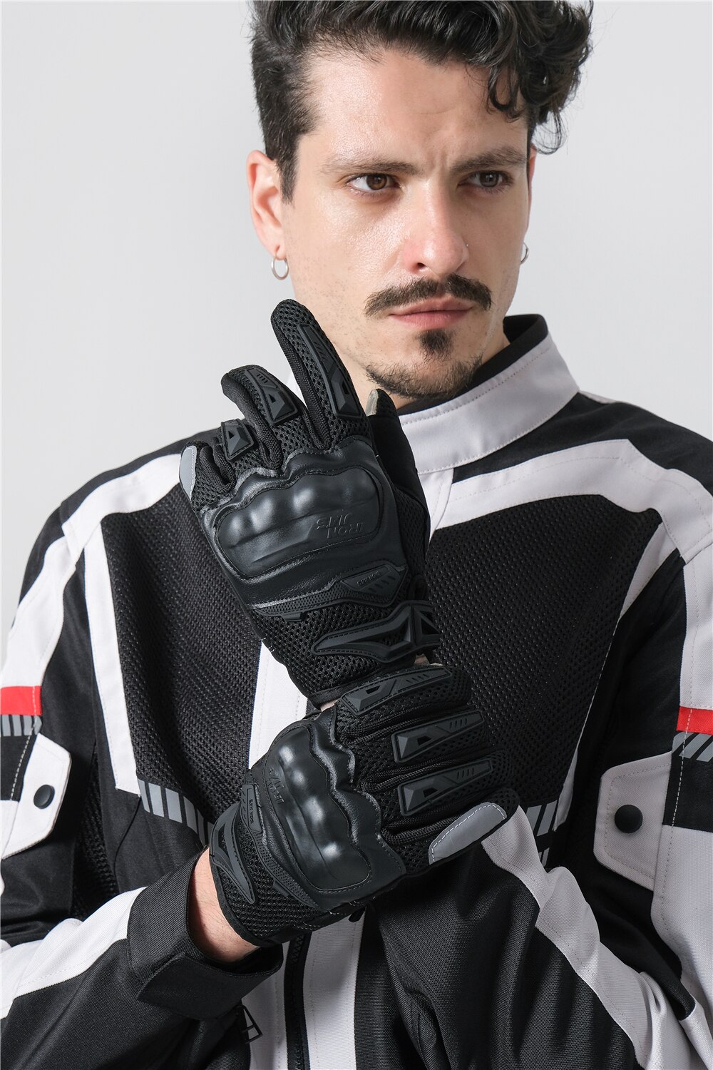 IRON JIA'S Guantes Moto Verano Hombre, Guantes Ciclismo Carretera con Pantalla Táctil, Accesorios para Moto, Equipo de Protección Guantes para Motocicleta Motocross