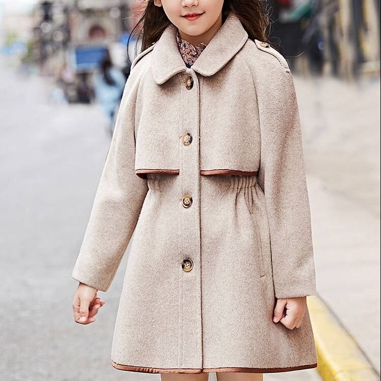 Kinderen Meisjes Jassen Bovenkleding Winter Meisjes Jassen Wollen Lange Geul Tieners Warme Kleding Kids Outfits Voor 5 6 8 10 12 Jaar