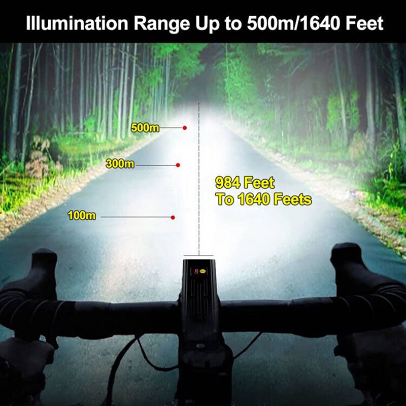 USB Vorderseite Fahrrad Licht 5 LED Fahrrad Lenker Lampe Digital Anzeige Radfahren Taschenlampe mit Typ-C Ladung Energie Bank Funktion