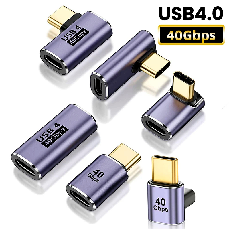 USB 4.0 Adapters U-Shape Straight Angle Adapter Type C Female to Type C Male 40Gbps Fast Data Adapter Converter Charging Adapter