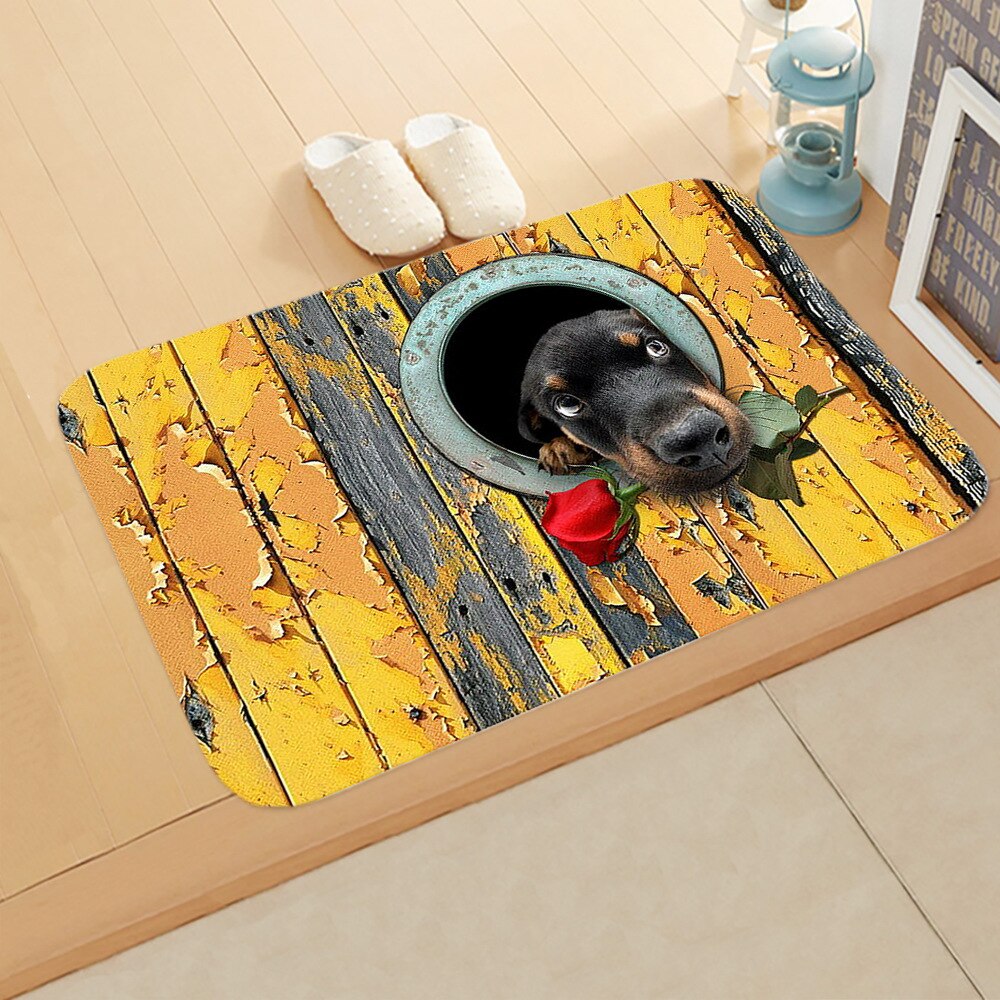 3D Dier Hond Gedrukt Mat Zachte Kant Strip Deur Mat Tapijt Slaapkamer Deur Vloer Gang Mat DDD26: 3