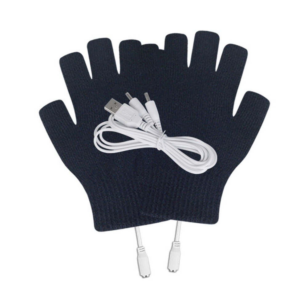 Winter Elektrische Beheizte Handschuhe Winddicht Warme half-finger Touch Screen Handschuhe Für Männer Frauen USB Betrieben Beheizten Thermostat Handschuh: Black