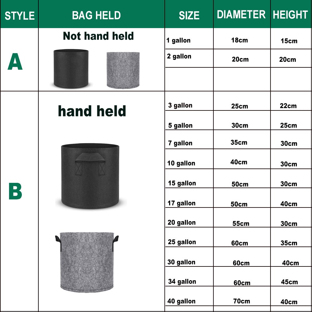 Portable Grow Bags Garden Plants Growth Seedling Pots Fabric Eco-Friendly Aeration For Greenhouse Agriculture Vegetable Tools