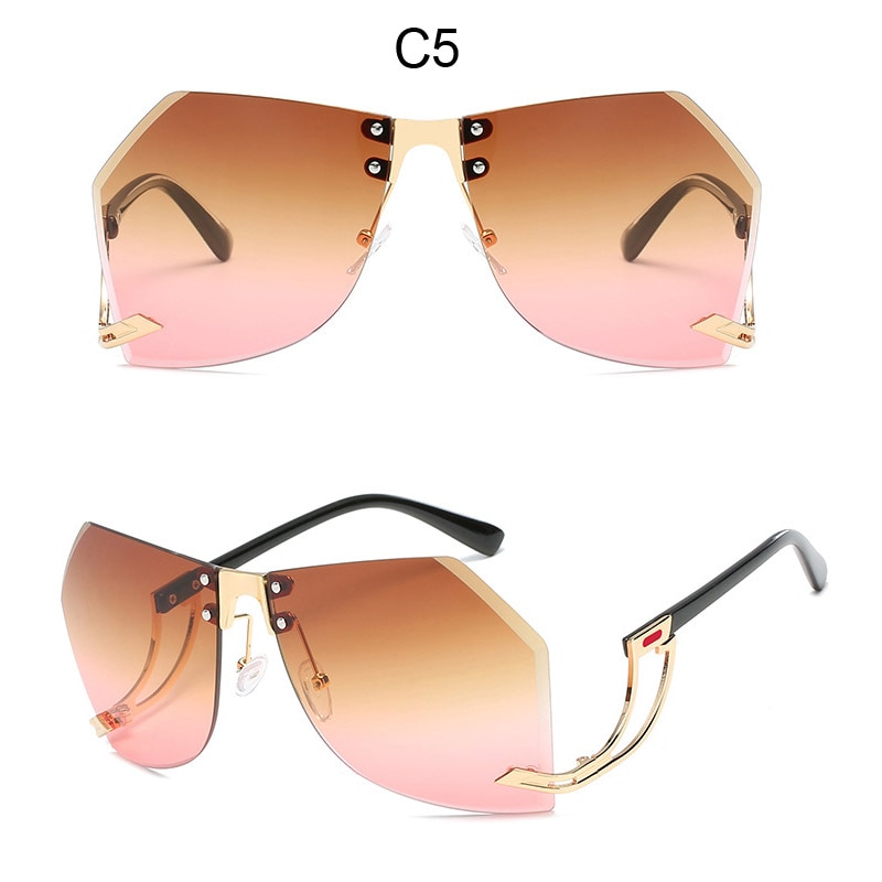 Uregelmæssige kantløse solbriller kvinder mærke legeringsramme oversize gradient solbriller kvindelige klare nuancer: 5
