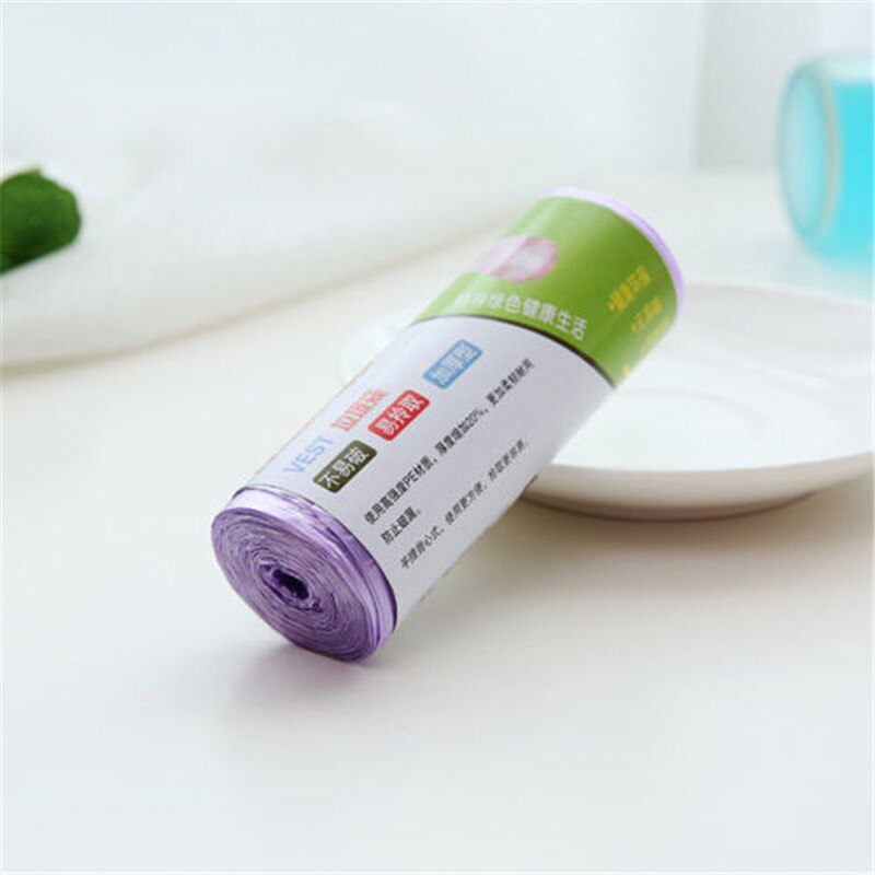 Functional 20PCS Rubbish Garbage Bin Liners Kitchen Toilet Black Waste Trash Bags Kit With Handle: Purple 