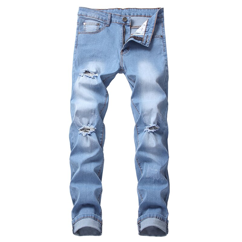 Algodão jean calças masculinas vintage buraco legal calças caras 2020 verão europa américa estilo plus size 42 rasgado jeans masculino