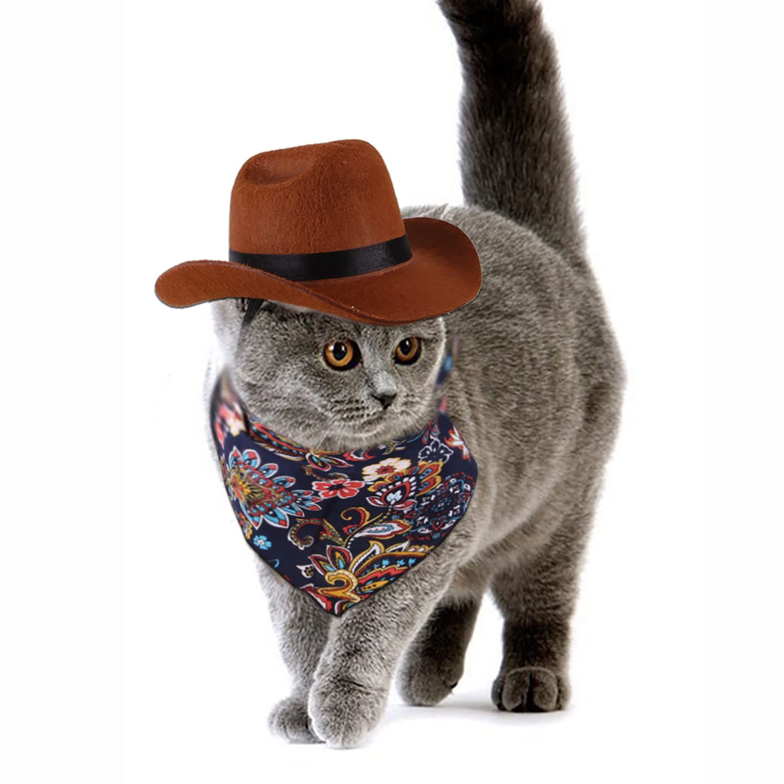 Sombrero de vaquero occidental con banda para la barbilla para mascota, sombrero divertido ajustable para perros y gatos, accesorios para mascotas
