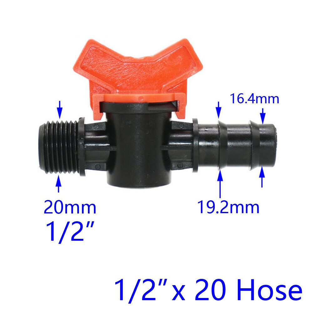 Garden Tap Pe Hose Connector Mini Valve With thread 1/2 3/4" For 1/4" 3/8" 16/20/25mm Water Tube Irrigation Valve Waterstop Cran