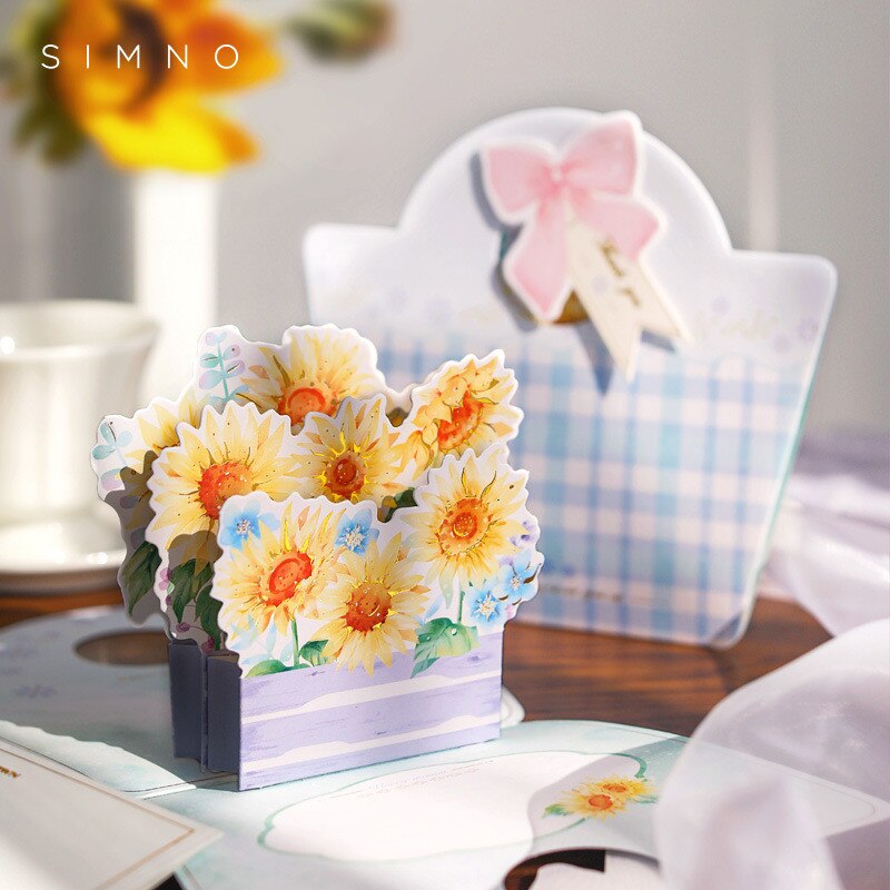 1PC Mother's Day Flower Pop-up Card-3D Cards Spring Mother Greeting Card for Wedding Birthday Event Party Supplies Cards
