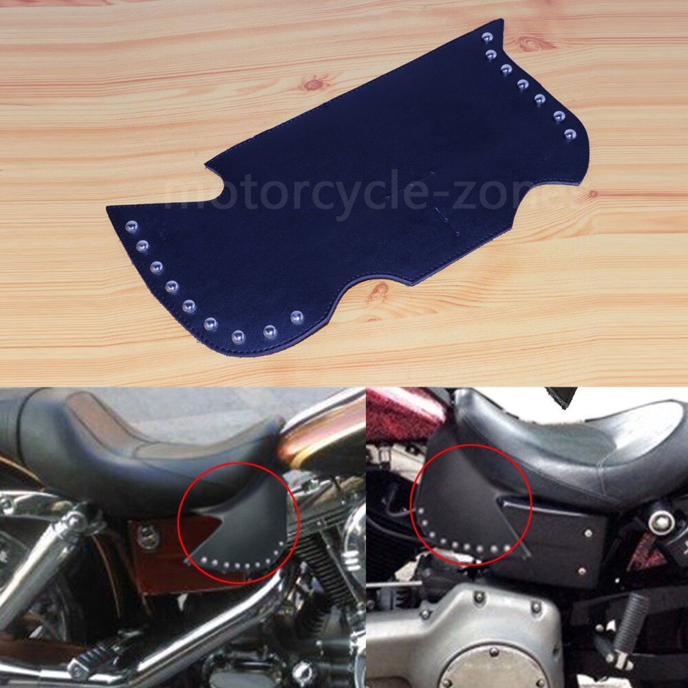 Motorcycle Black Leather Rivets Heat Saddle Shield Deflectors Seat For Harley Touring Softail Dyna Sportster