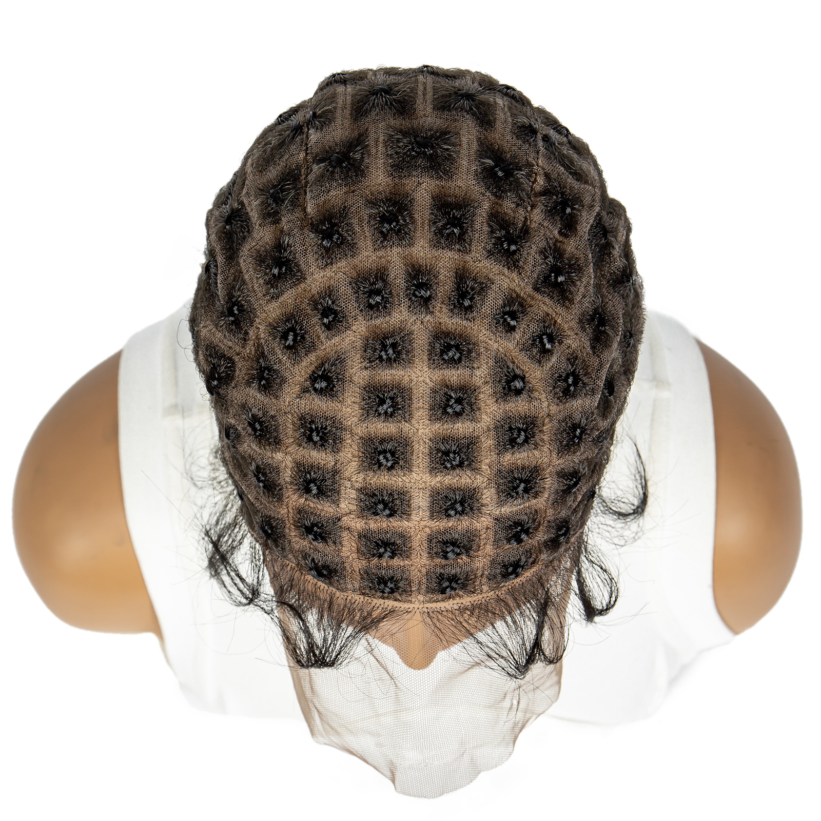 Kanten gehaakte pruikdop Gevlochten pruikdop voor zwarte vrouwen Kanten voorkant Pre-knoop Volledige kanten pet HD Volledige kanten gehaakte pet met babyhaar